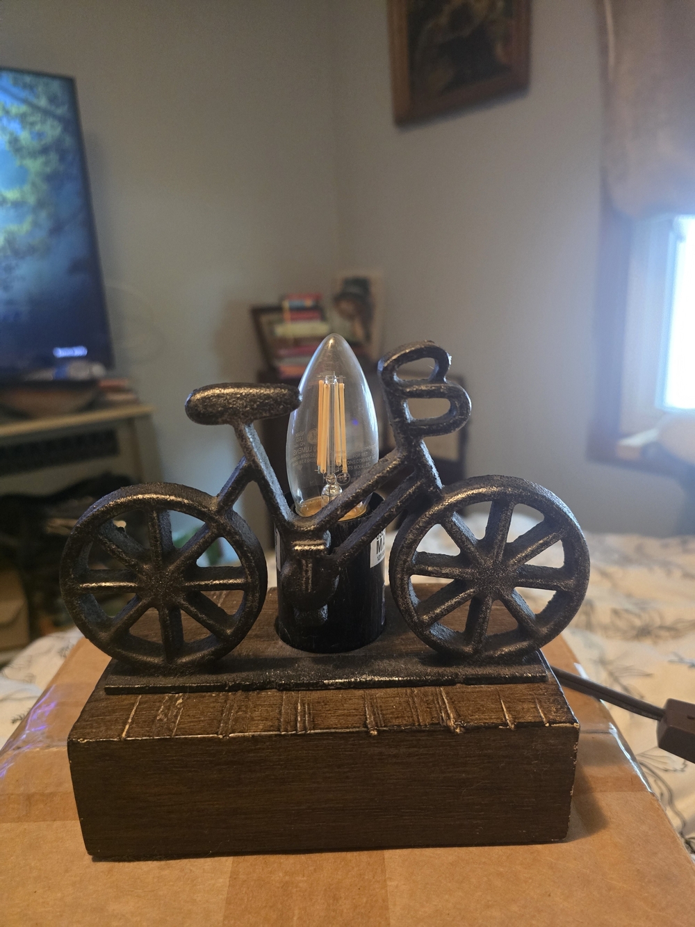 Rustic Bicycle LED Accent Lamp - Brown